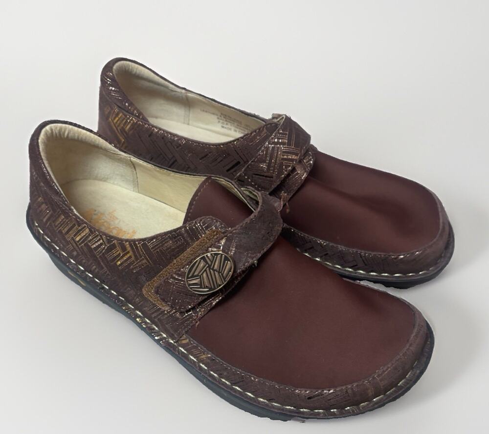 Alegria Womens 38 Brown Leather Clog Comfort Shoes DEN-589 NEW Size 8